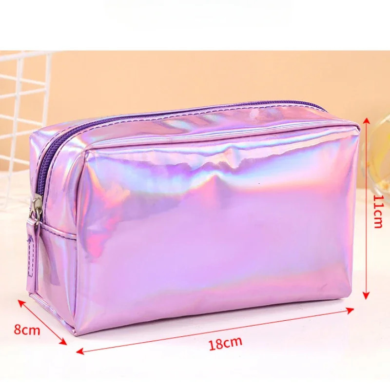 solid color laser makeup bag portable travel washing storage bag stylish large capacity makeup bag 241008