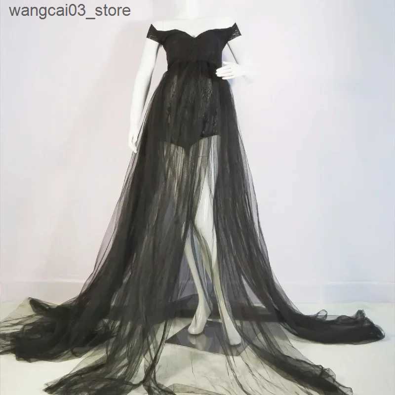 Maternity Dresses Sexy Maternity Dresses Photography Props Bodysuit Outfit Pregnant Woman Photo Shoot Pregnancy Bodysuit with Tulle Dress L240910