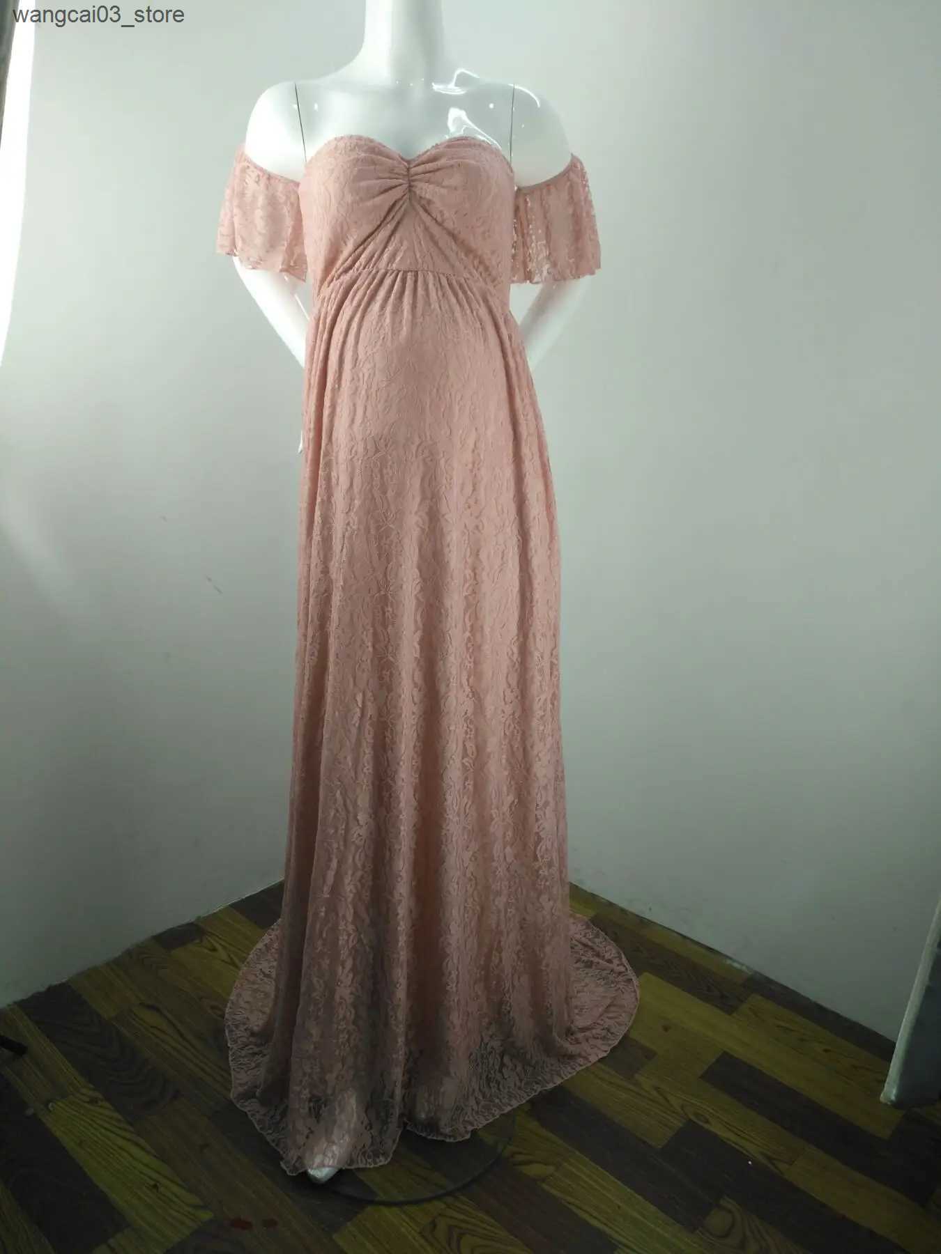 Maternity Dresses Maternity Wedding Dress Sexy Lace Photography Props Pregnancy Woman Photo Shoot Pregnant Baby Shower Clothes Cotton Maxi Gown L24091
