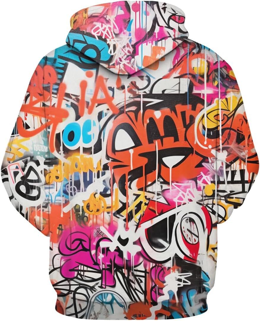 Hoodie for Mens Womens Unisex Funny Graphic Hoodies Novelty Graffiti Hip-Hop Printed Sweatshirt Pullover Graphic keep warm