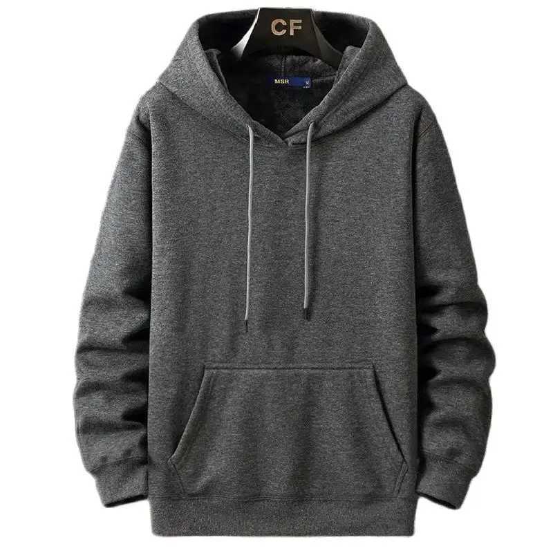 800g Heavy Weight Fashion Mens Hooded New Autumn/Winter Casual Thick Cotton Plus Size L-12XL Top Solid Color Hooded Sweatshir LX241011