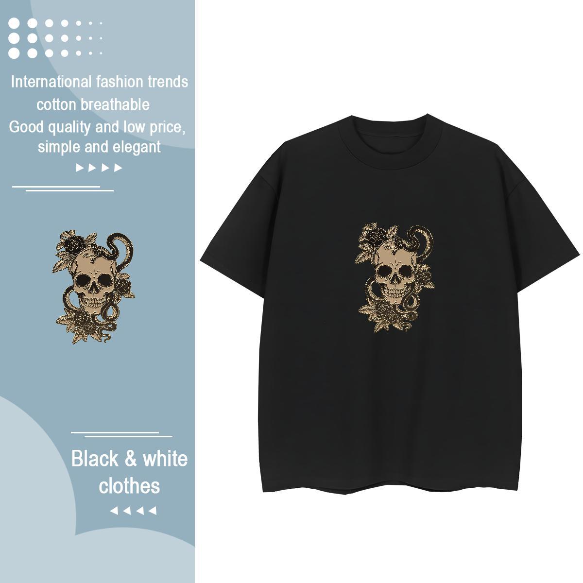 Stylist Womens T Shirts 230g Cotton Crew Neck Beach skull Women Tshirts Loose fit Custom Print Oversized Tees