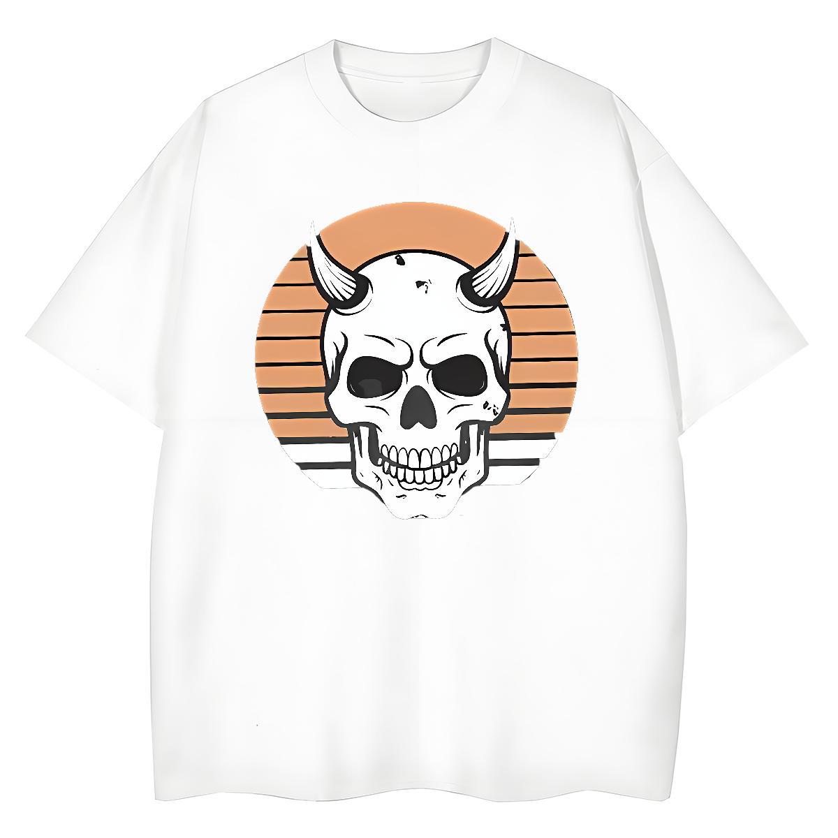 Fashion T Shirt For Woman 230g 100% Cotton Short sleeve Soft Daily Outfit skull Women Tshirts Loose Oversized Clothes