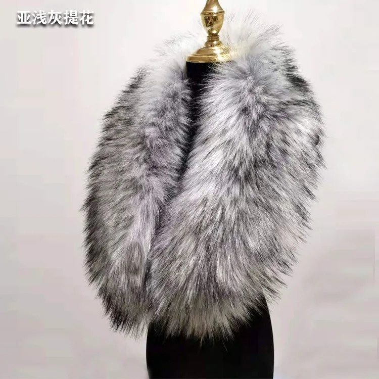 100% high-quality faux fur collar womens winter warmth accessories 90 * 20cm mens down jacket cover fur decorative scarf shawl 241011