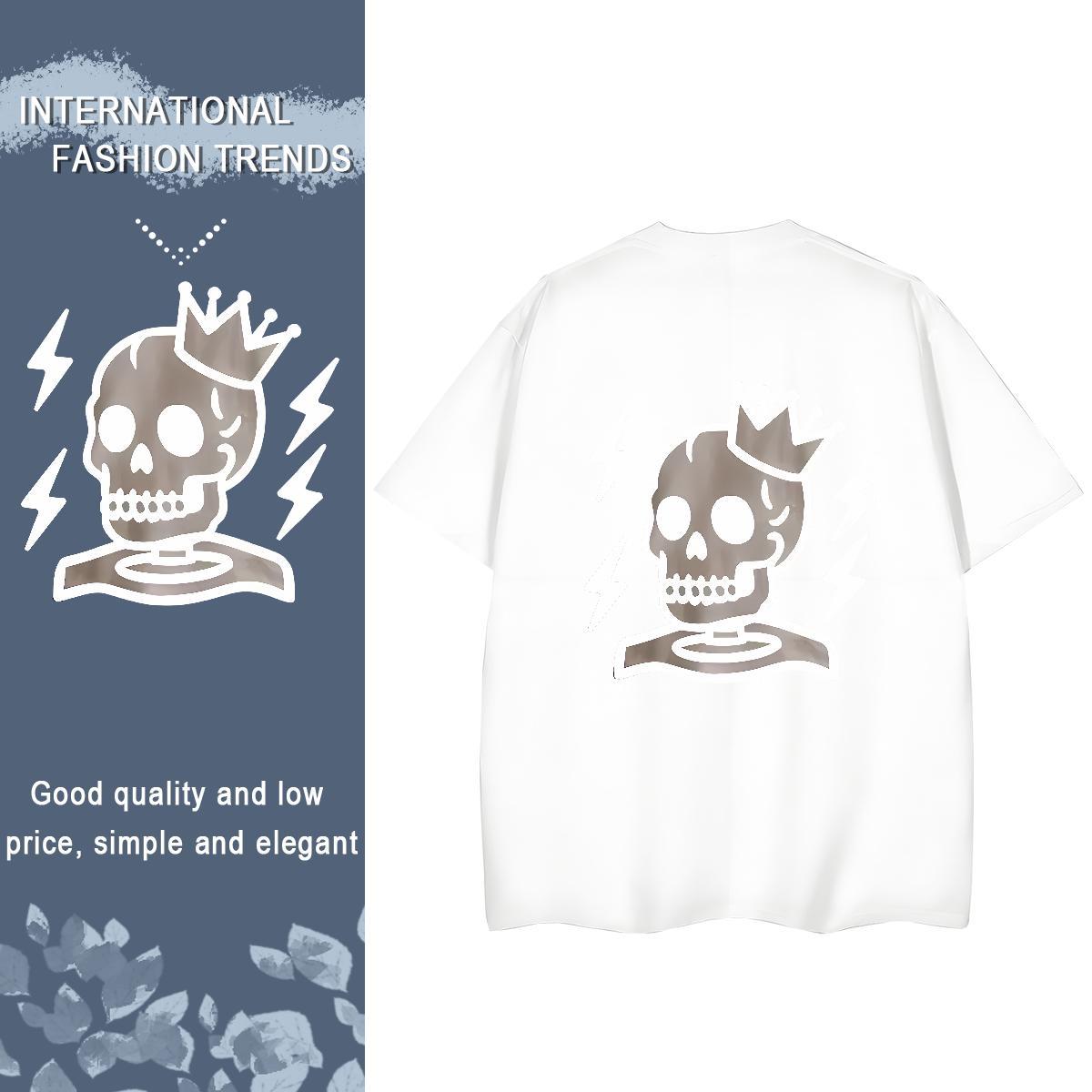 Custom Woman T Shirts 230g 100% Cotton Breathable Short Sleeve Casual Beach skull Lady T shirt Nice Plus Size Cartoon Tops