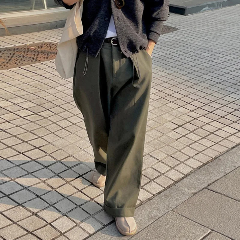 IEFB Korean loose mens casual pants straight wide leg solid color Trouser zipper summer 9C6234 241010