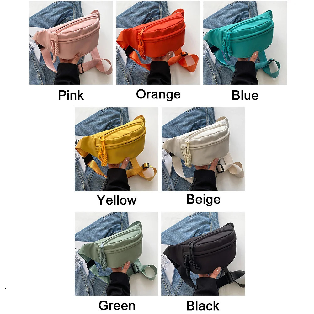 Womens suspender waist bag canvas fashionable running waist bag simple casual solid color portable waterproof waist bag 241008