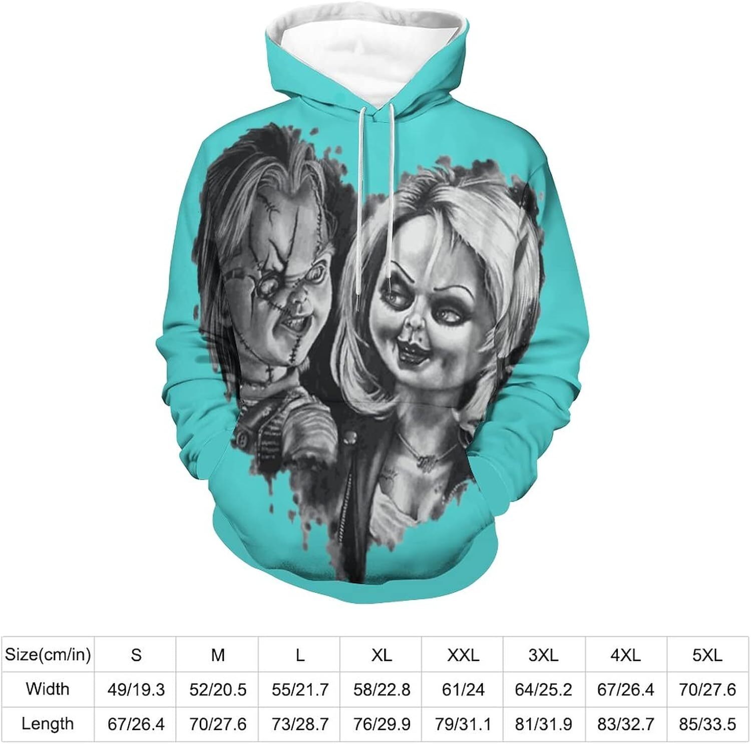 Hoodie for Mens Womens ZHANGXM Mens Long Sleeve Chucky 3D Horror Print Hoodie Spring and Autumn Blouse Graphic keep warm