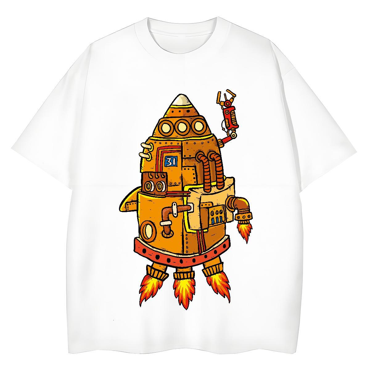 TOP Quality T shirt 230g Cotton Breathable Crew Neck Casual robot Womens Tshirts Wholesale Cartoon Anime Polos