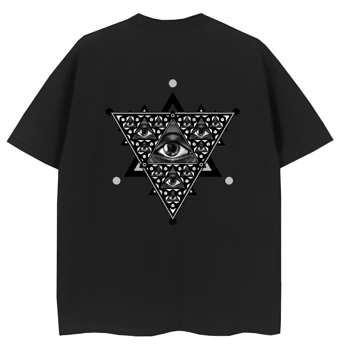 DIY T shirt 230g 100% Cotton O Neck Short Sleeves High Street Hip Hop eye of the devil Woman Tshirt Brand Cartoon Print Tops