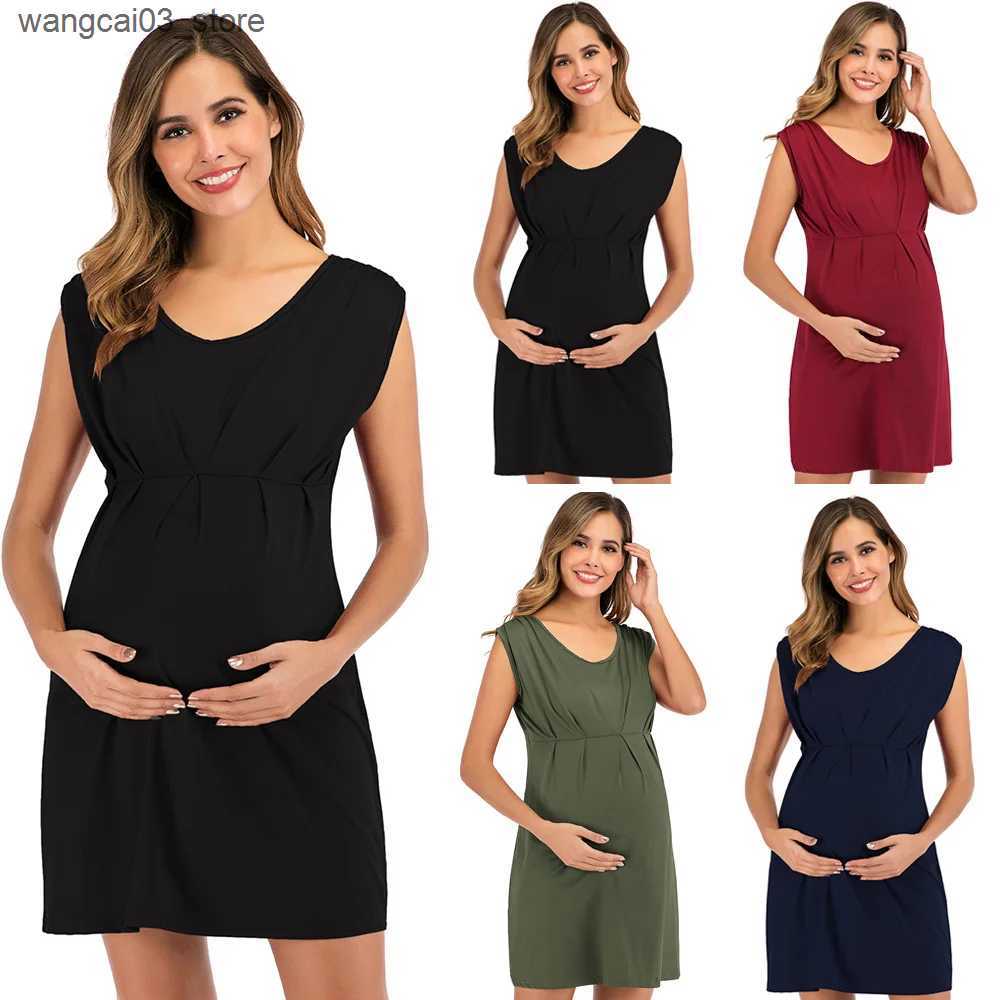 Maternity Dresses Maternity Dress Women Solid Color Short Sleeve Above Knee Clothes Maternity Pregnat Comfortable Clothing Women Fashion Dress L240910