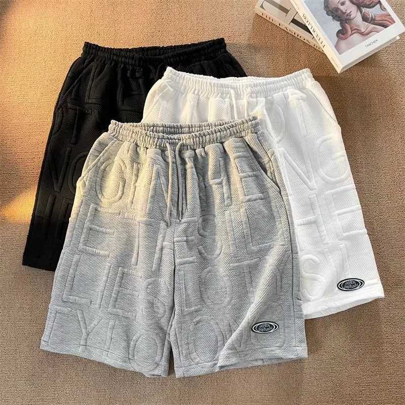 Mens summer running casual jogging shorts with letter printing solid color brushed loose dry beach shorts W250319