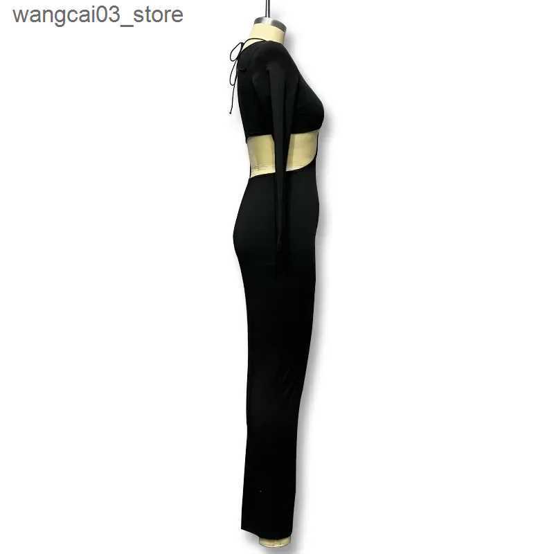 Maternity Dresses New Hollow Pregnant Photography Prop Dress Baby Shower Slim Halterneck Style Black Female Sexy Maternity Dresses For Photoshoot L240