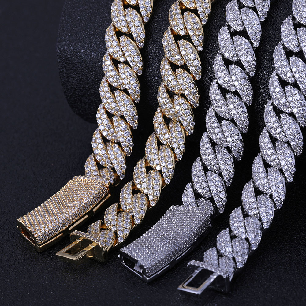 13mm Hip Hop Bubble Miami Cuban Chain 18K real Gold Plated 5A Zircon Jewelry For Men