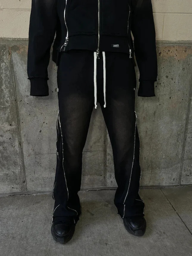 Y2K Retro Zipper Decorative Sports Pants Street Clothing Bag Casual Pants Men Harajuku Women Hip Hop Alphabet Jogging Trousers 240927