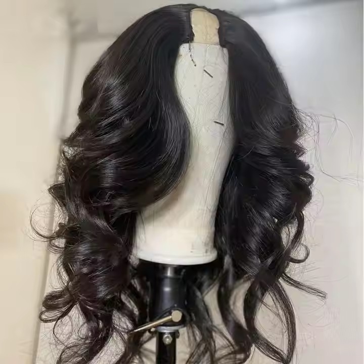 U Part curly Wig Brazilian Hair 100% Remy Human Hair Wigs loose body wave Wig Human Hair for black woman 26inch 180% density