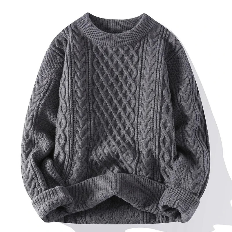 Autumn Winter Men Sweater Vintage O Neck Solid Color Mens Knitted Pullovers Loose Harajuku Mens Retro Knitting Pullover Sweaters 241007