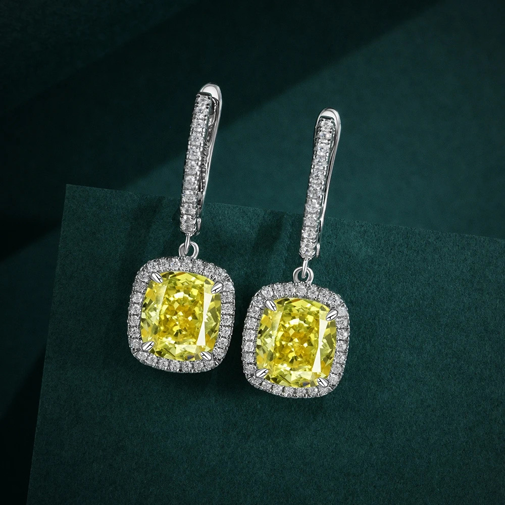 Wong Rain Classic 925 sterling silver crushed ice cut 3CT lemon gemstone pendant earrings for women wholesale exquisite jewelry 240906