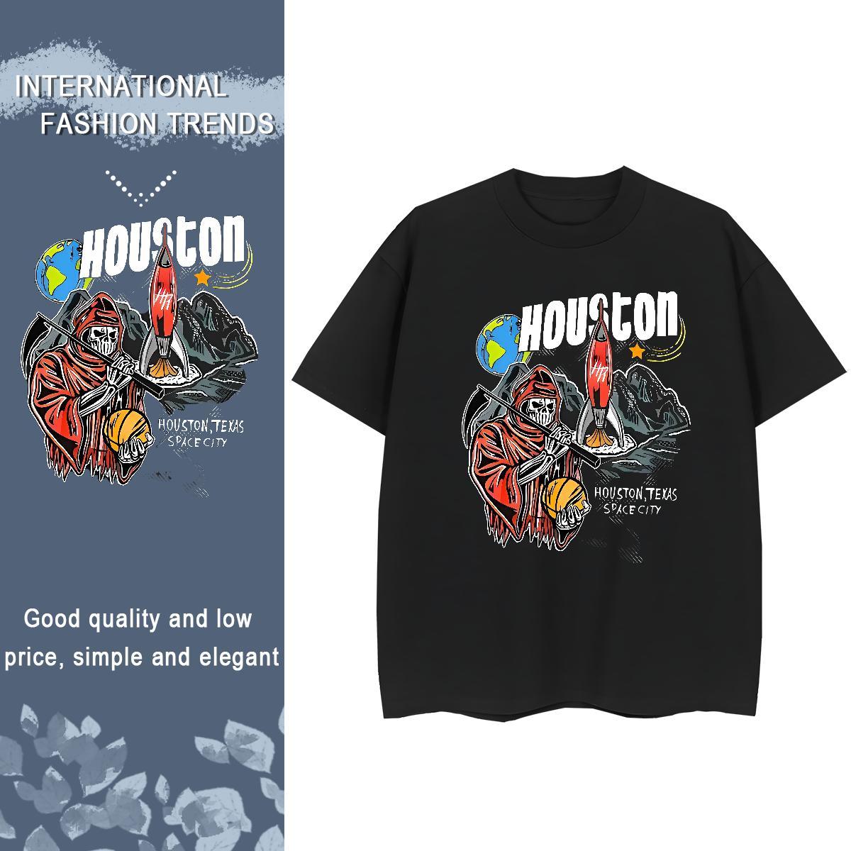 Casual New Womens T Shirts 230g Cotton Breathable Short Sleeve Hip Hop skull Women Tees Loose Anime Tops Tees