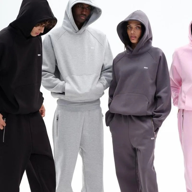 2024 Aesthetic Winter Couple Y2k Hoodies 2 Piece Sets Print Coats Elasticity Pants Full Zip Up Sportswear Oversized Retro Suit 241009