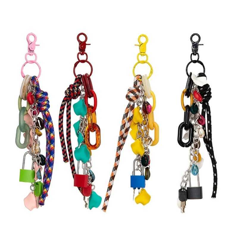 Keychains Lanyards Fashion stud nylon rope fashion bag charm and keychain customized keyholder accessories suitable for daily use by men and women J24
