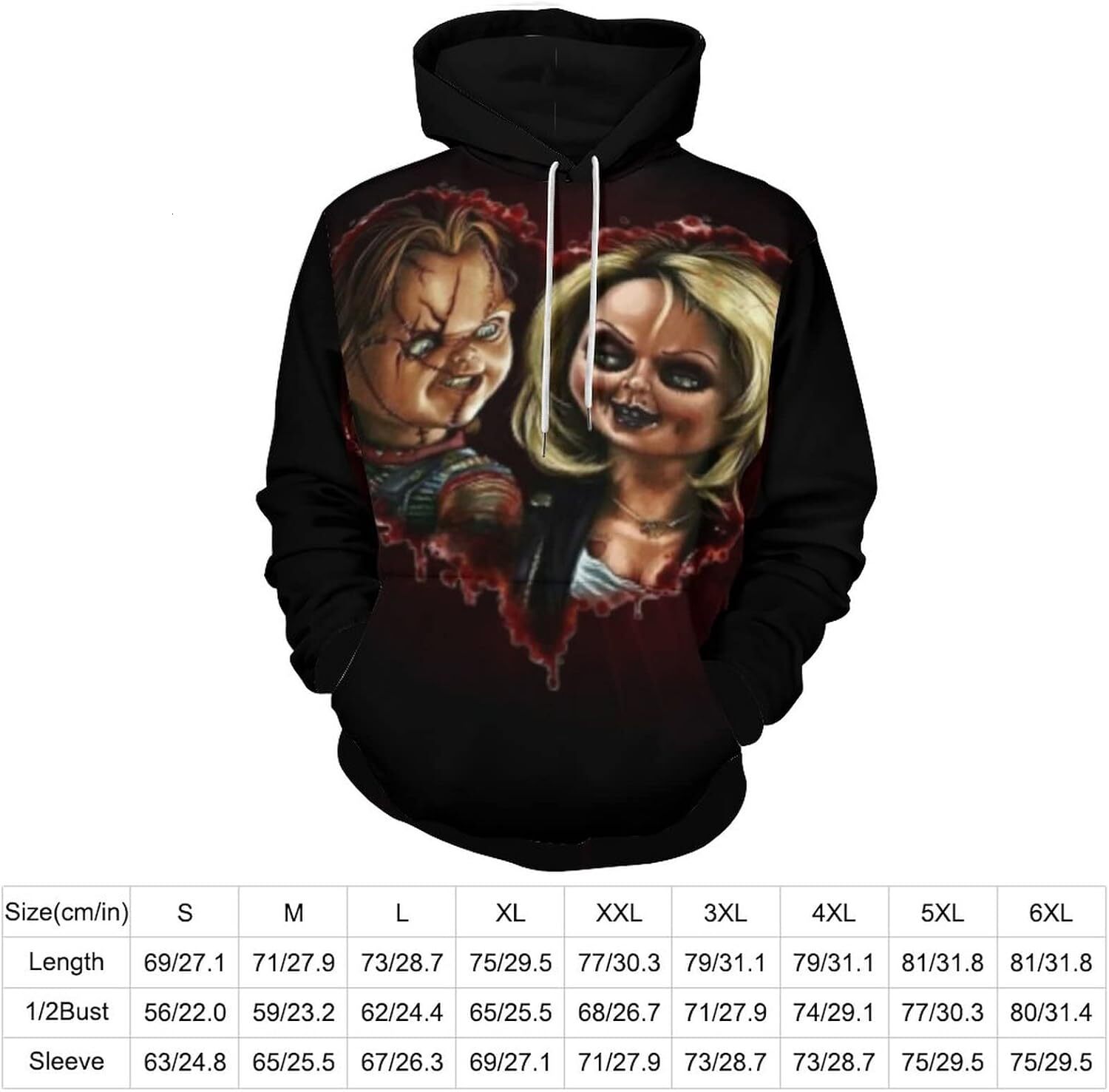 Hoodie for Mens Womens Mens Long Sleeve Chucky 3D Horror Print Hoodie Spring And Autumn Blouse Graphic Hoodies sweatshirt Pullover Long Sleeve keep wa