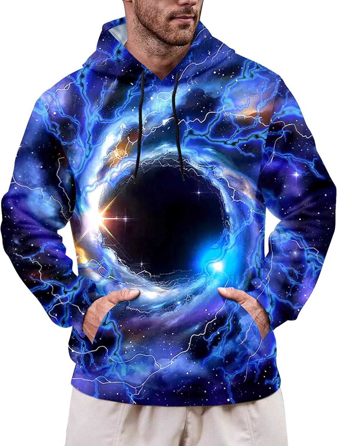 Hoodie for Mens Womens Mens Hoodie Long Sleeve 3D Galaxy Print Drawstring Casual Fashion Pullover Sweatshirt with Big Pocket Graphic keep warm