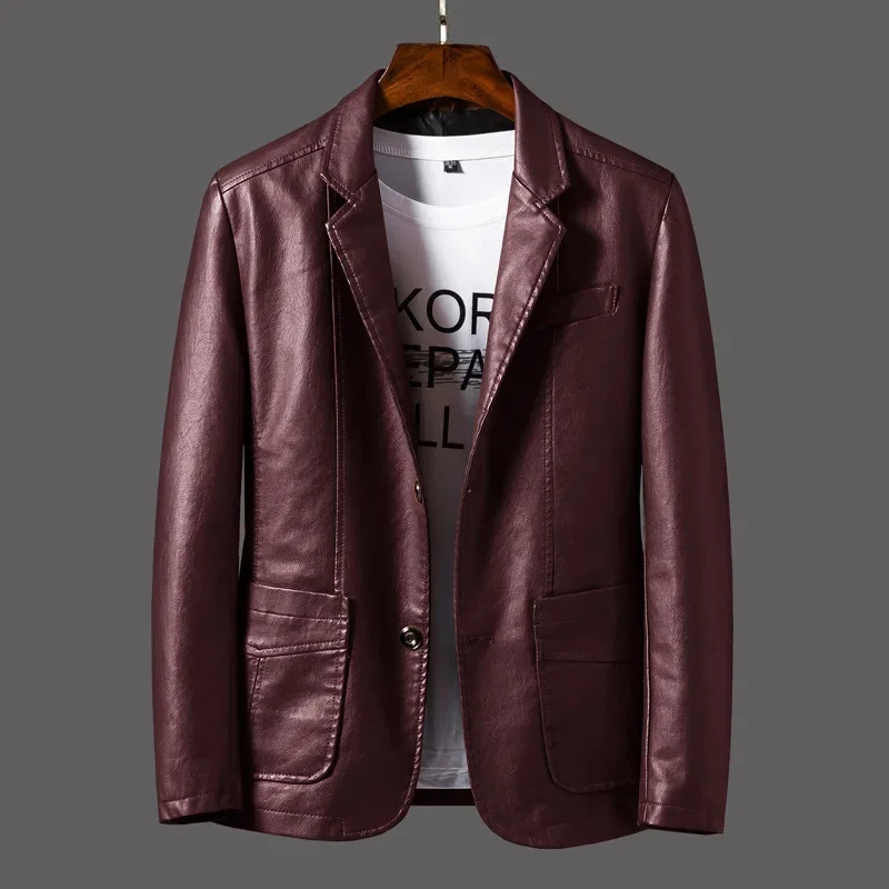 Leather Jacket Mens Slim Suit Spring And Autumn Biker 240930