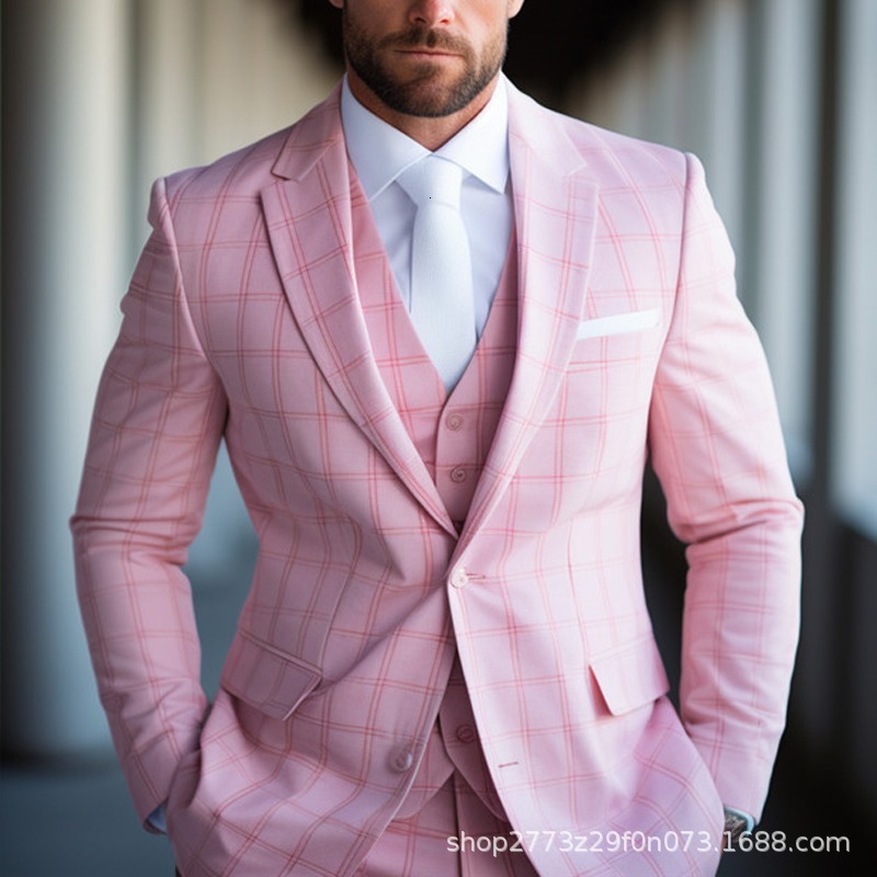 2024 Foreign Trade Men's Casual Suit Four Seasons Spring and Autumn Fashion Printed Double Row Jacket Customization