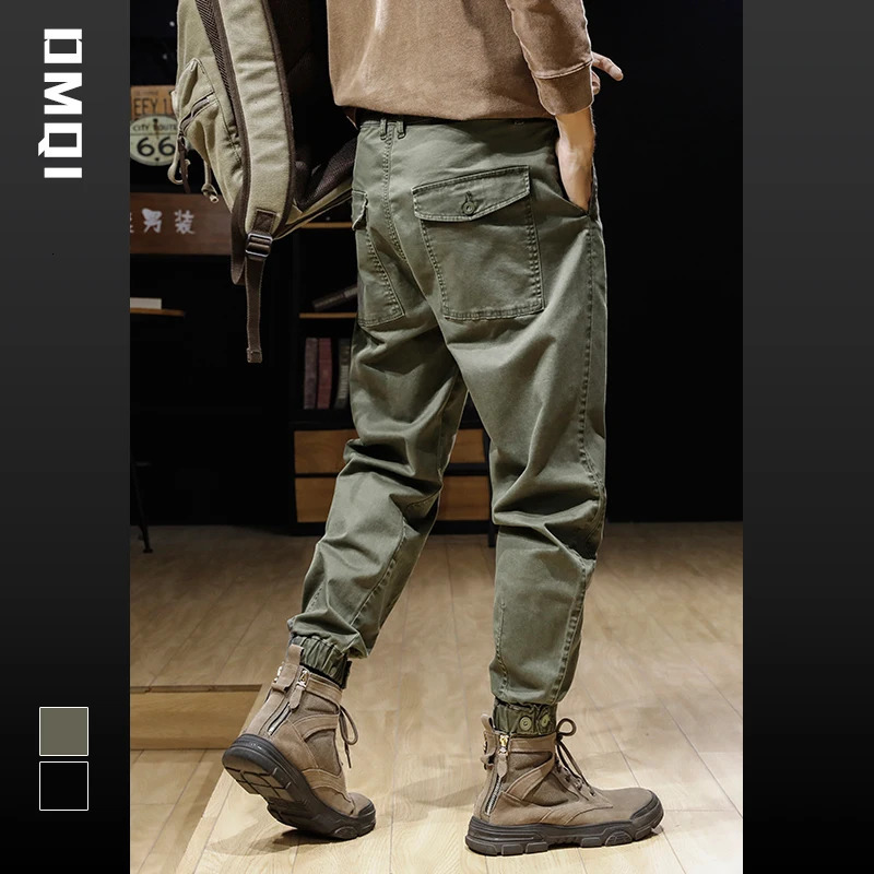 Mens cargo pants loose oversized pants striped elastic autumn and winter y2k pants street casual pure cotton pants 240930