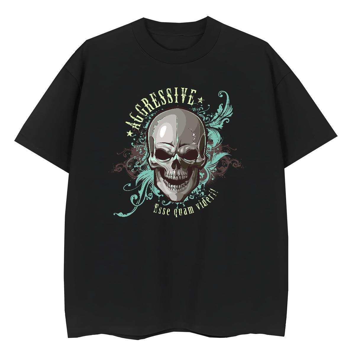 Fashion New Women T Shirts 230g Pure Cotton Breathable Crew Neck Home Outdoor skull Lady T shirt Nice Oversized L-4XL Clothes Shirt