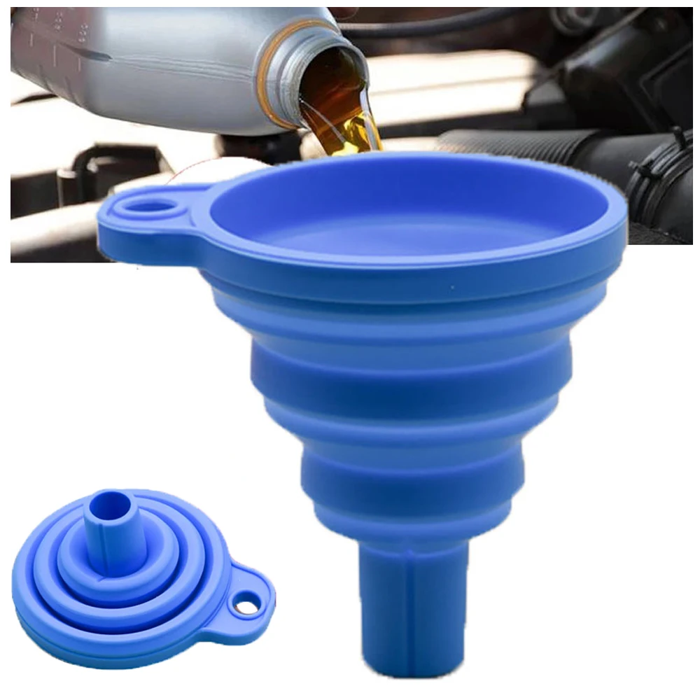 Universal TPR Foldable Funnel for Kitchen or Car - Ideal For Engine Oil & Washer Fluid Changes, Kitchen Oil Funnel, Car Oil Funnel