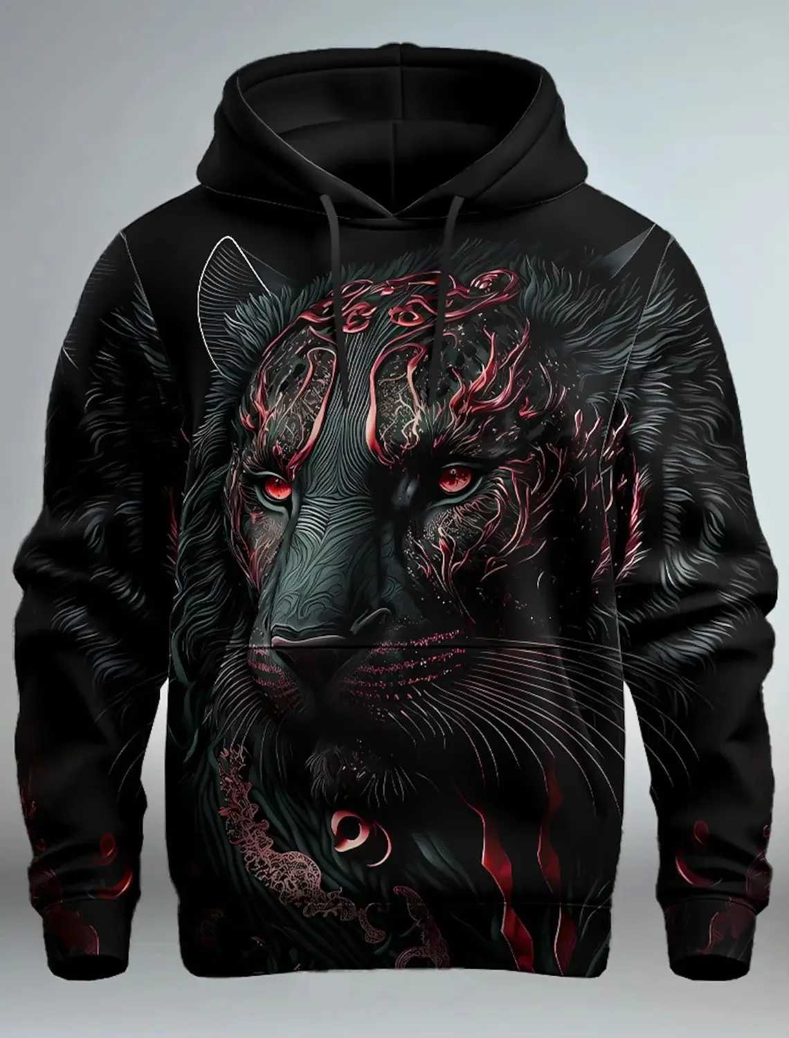 New Graphic Lion Mens Fashion 3D Print Hoodie Streetwear Hoodies Long Sleeve Hooded Print Front Pocket Spring Hoodie Sweatshirt LX241011