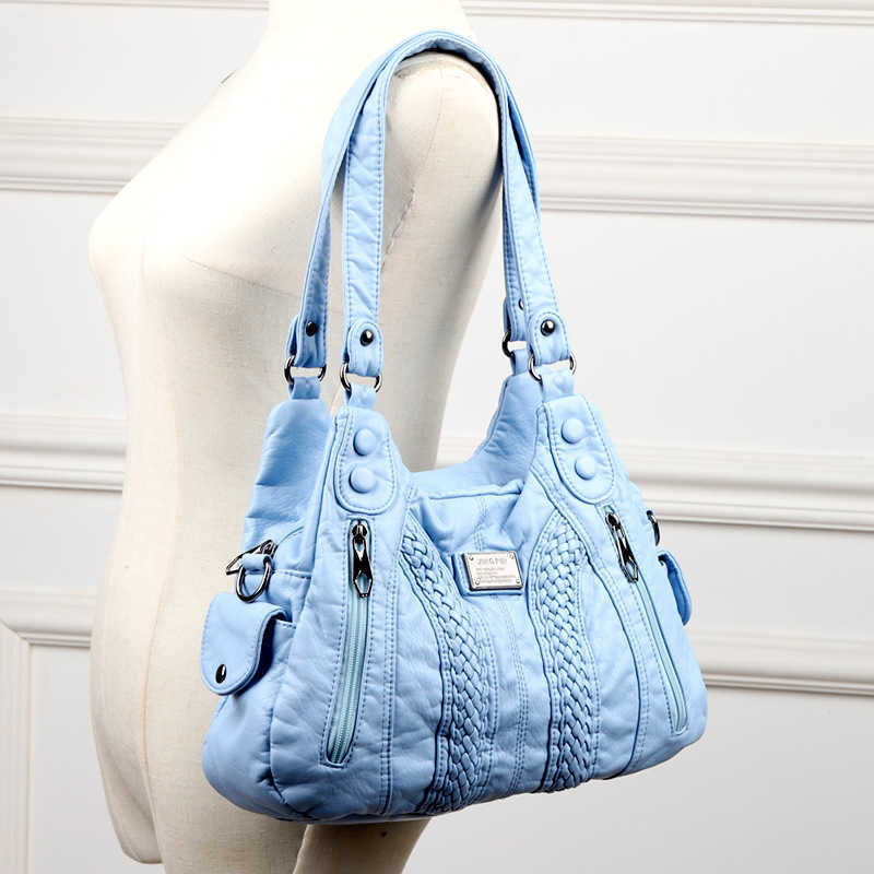 Bag women fashionable washed leather tote bag, large capacity versatile, middle-aged mother shoulder bag slung diagonally 241015