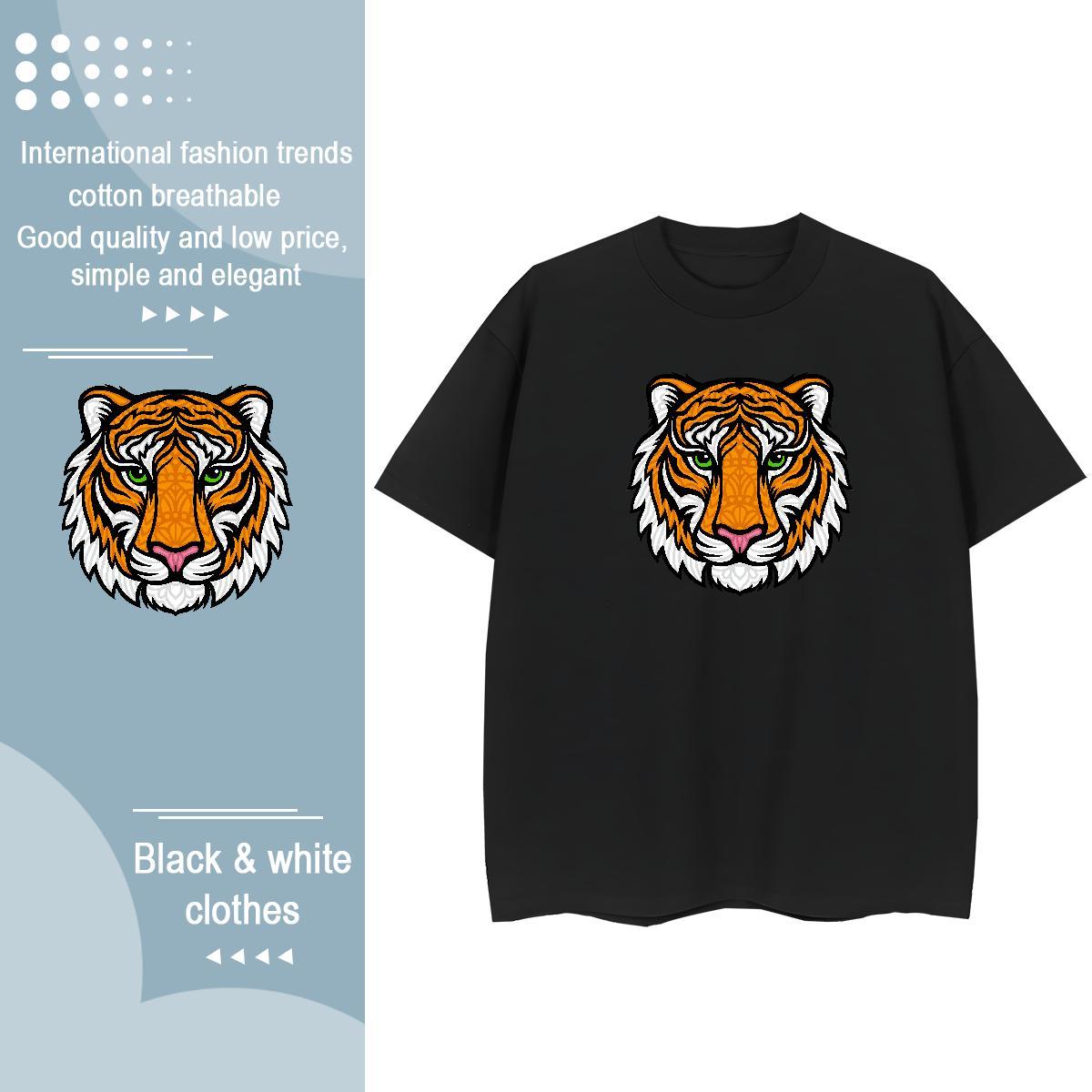 Fashion Casual T-Shirts for Women 230g Cotton Short Sleeve O-Neck Beach tiger Couples T Shirts 5A Custom Printing Tees Shirts
