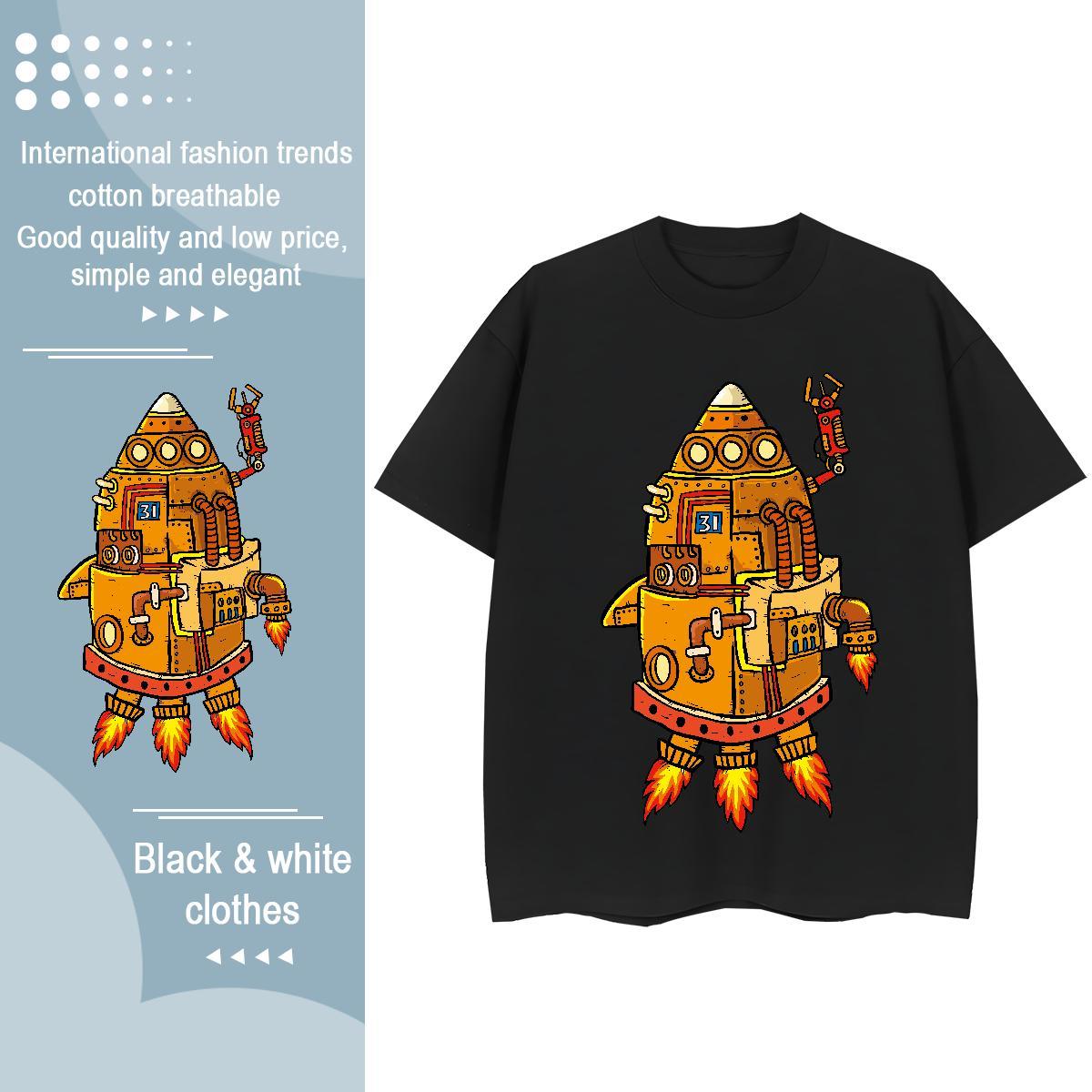 TOP Quality T shirt 230g Cotton Breathable Crew Neck Casual robot Womens Tshirts Wholesale Cartoon Anime Polos