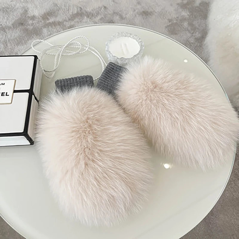 2024 Style Winter Warm Genuine Fox Fur Covered Gloves Women Fashion Real Fox Fur Glove Outdoor Russia Thick Glove Women Warm 241009