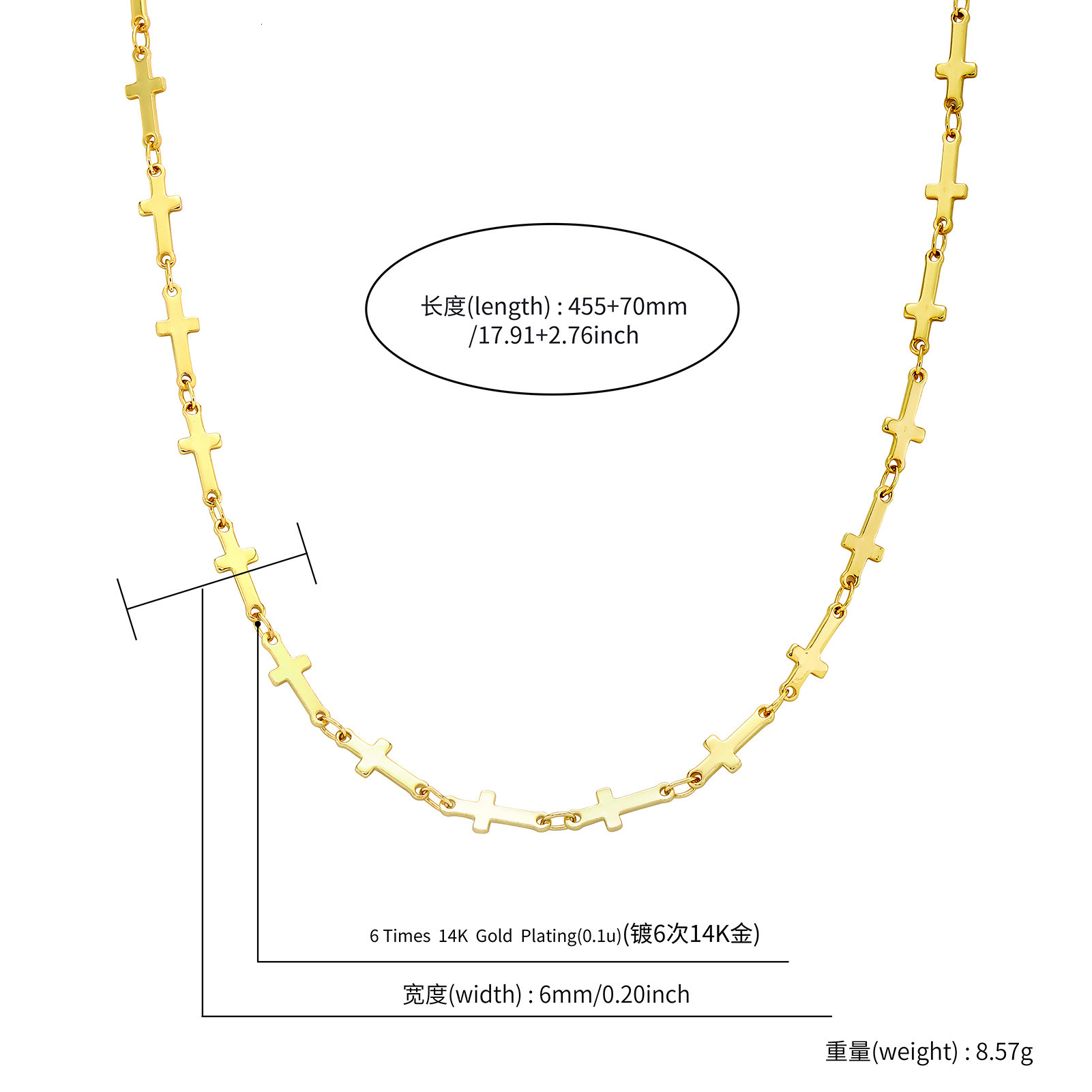 Unisex Bone Cross Charms Necklace INS Style Fashion Neck Chain Mens and Womens Personalized Hip Hop Punk Rock Gold Color Chains Jewelry Rapper Bijoux 