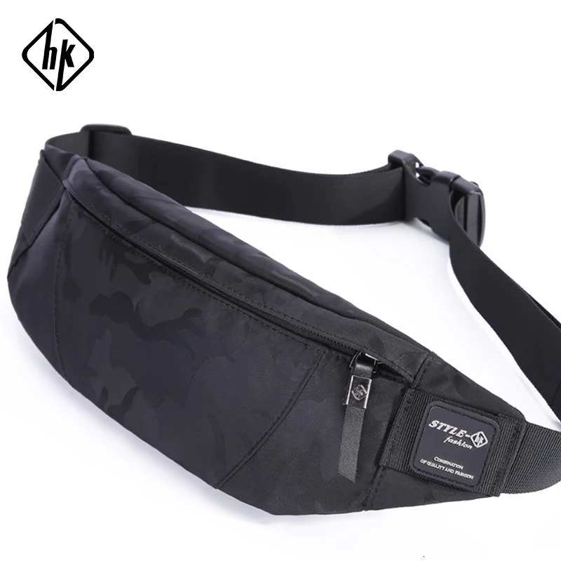 Hk mens casual Fanny bag waist bag money bag phone strap bag camouflage black gray shoulder strap bag shoulder strap bag 241008