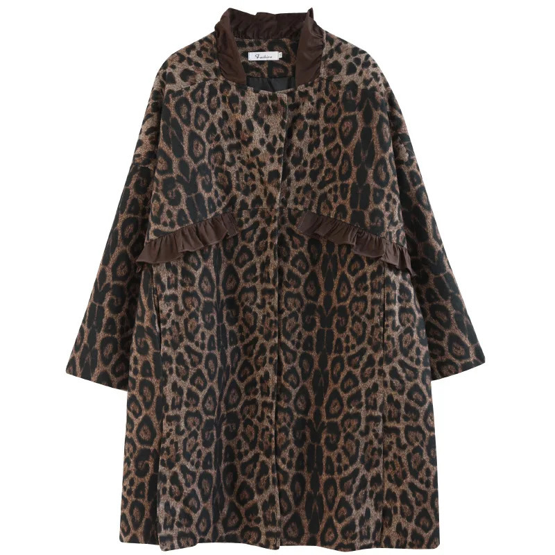 Leopard Print Womens Jacket Autumn/Winter Blended Wool Quilted to Keep Warm Fashionable Womens Wool Coat 241007