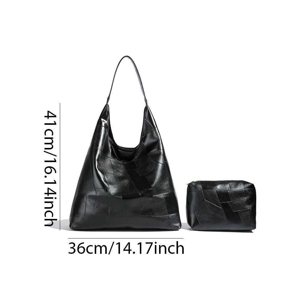 Ladies Pu Shoulder Bag Vegan Leather Tote Large Capacity Retro Handbag Casual Purse Fashion Shopper 241011