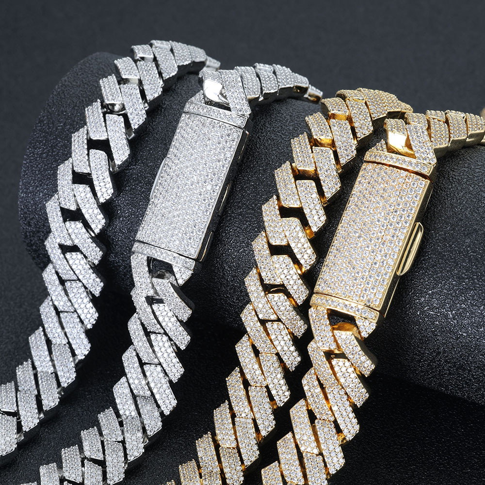 16mm Hip Hop 5A Zircon Miami Cuban Chain Necklace Jewelry 18k Real Gold Plated Jewelry