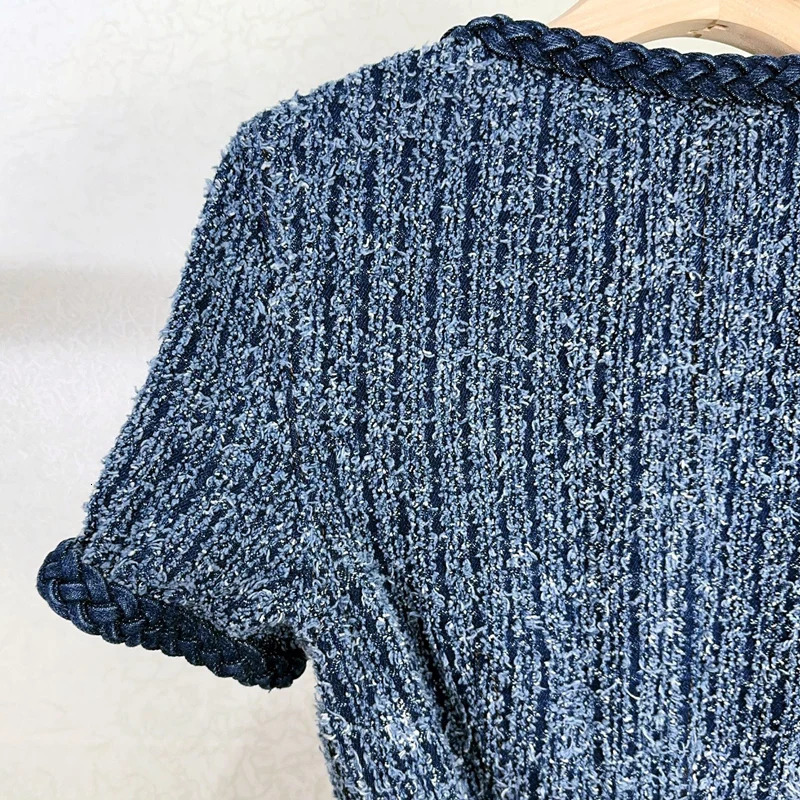 Autumn Coarse Knitted Womens Mini Dress Square Collor Short Sleeve Womens Party Dress with Belt and Pocket 241010