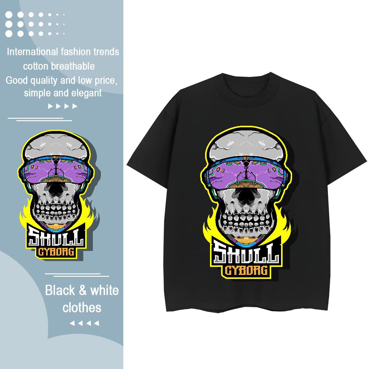 Classic T-Shirts 230g Pure Cotton Breathable Soft Street Casual skull Lady T shirt Wholesale Plus Size Cartoon Tshirts