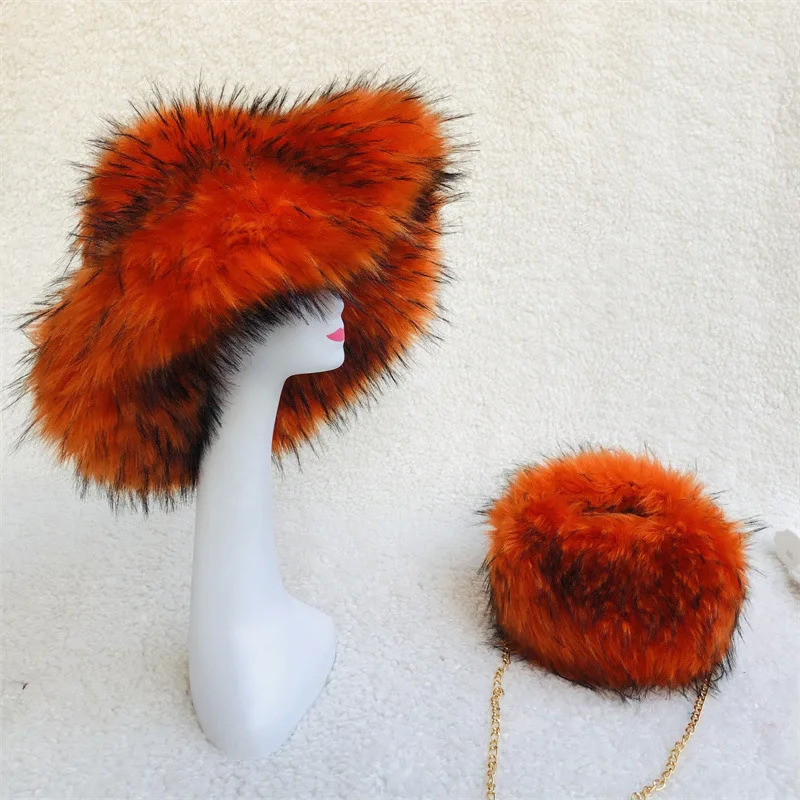 Big Brim Womens Fur Hat Plush Bucket Hat Warm Winter Y2K Punk Mens Fishermans Hat Personalized Color Hat 241011