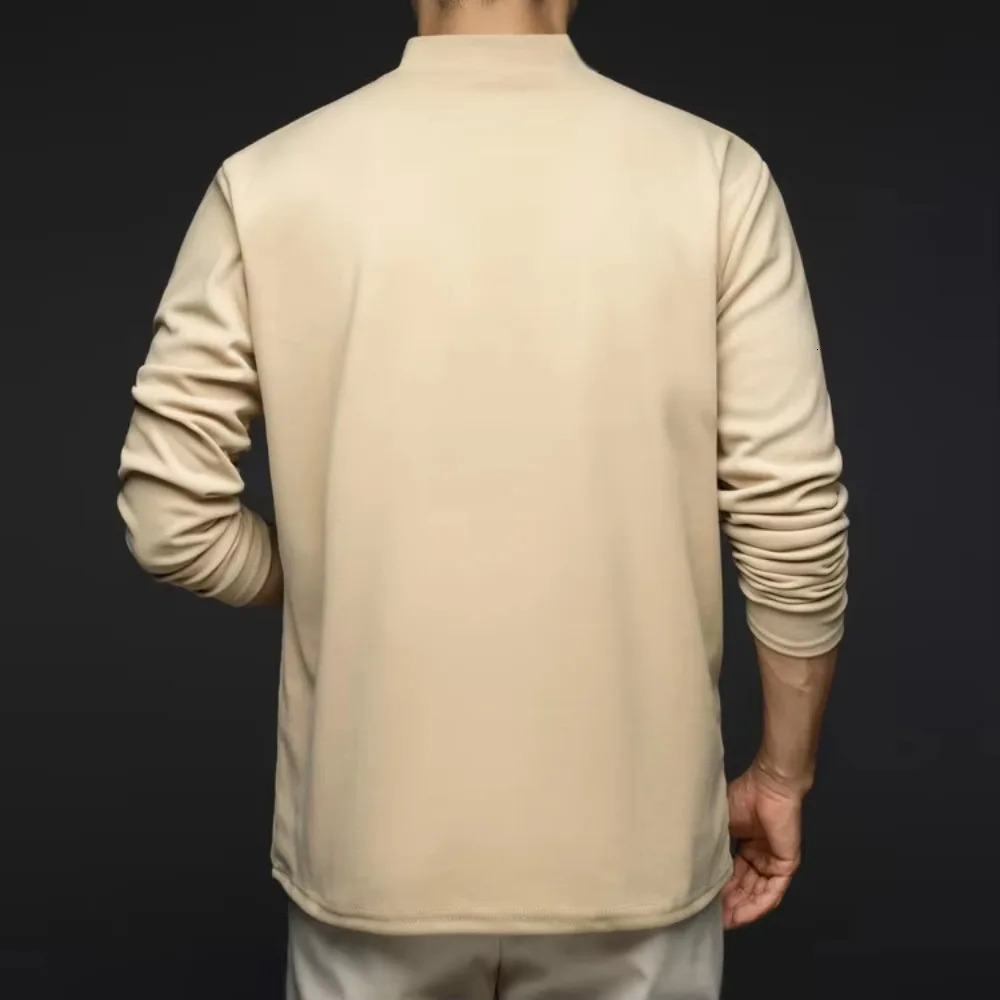 Trend Double Sided Velvet Heating Velvet Base Shirt Mens Autumn and Winter Warm Hoodie Sweatershirt 241007
