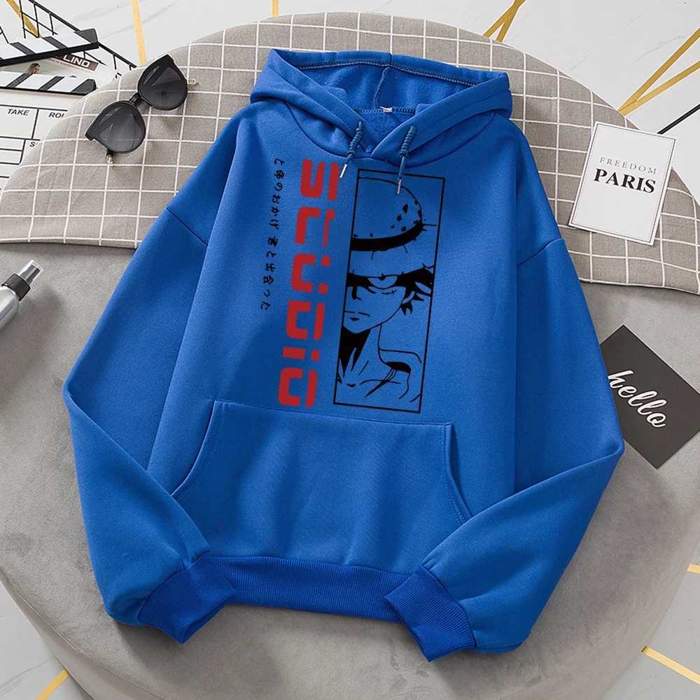 One Piece Monkey D. Luffy Printed Sweatshirt For Mens Casual Loose Soft Warm Hoodies Harajuku Fashion Women Hooded Streetwear LX241011