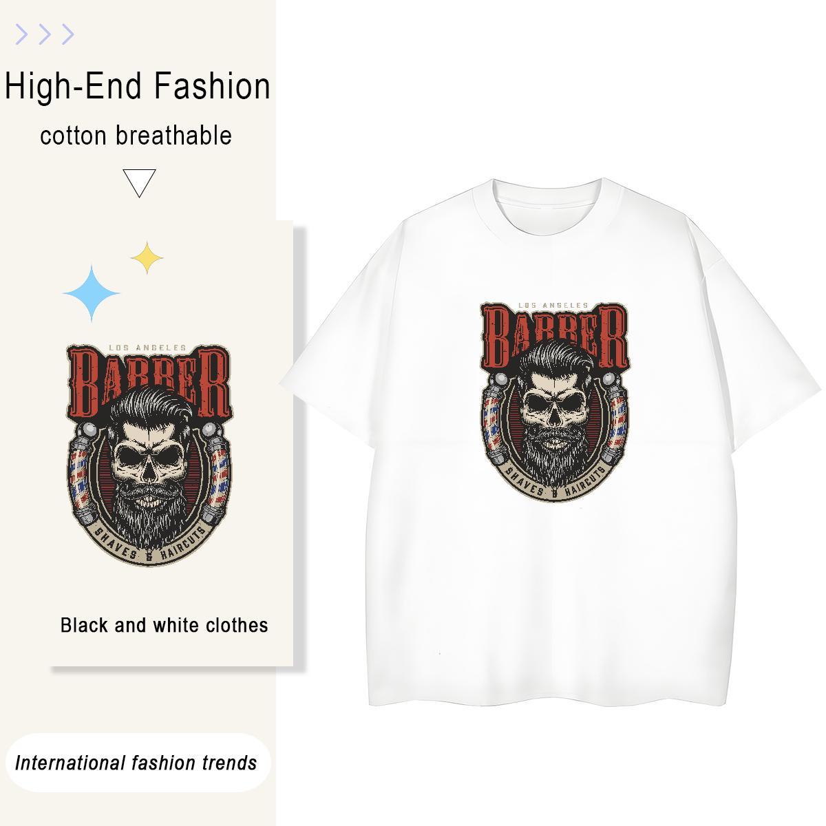 2024 DIY T-Shirts for Women 230g Pure Cotton Round Neck Short Sleeve Beach skull Unisex Tshirts High quality Anime Tops Tees
