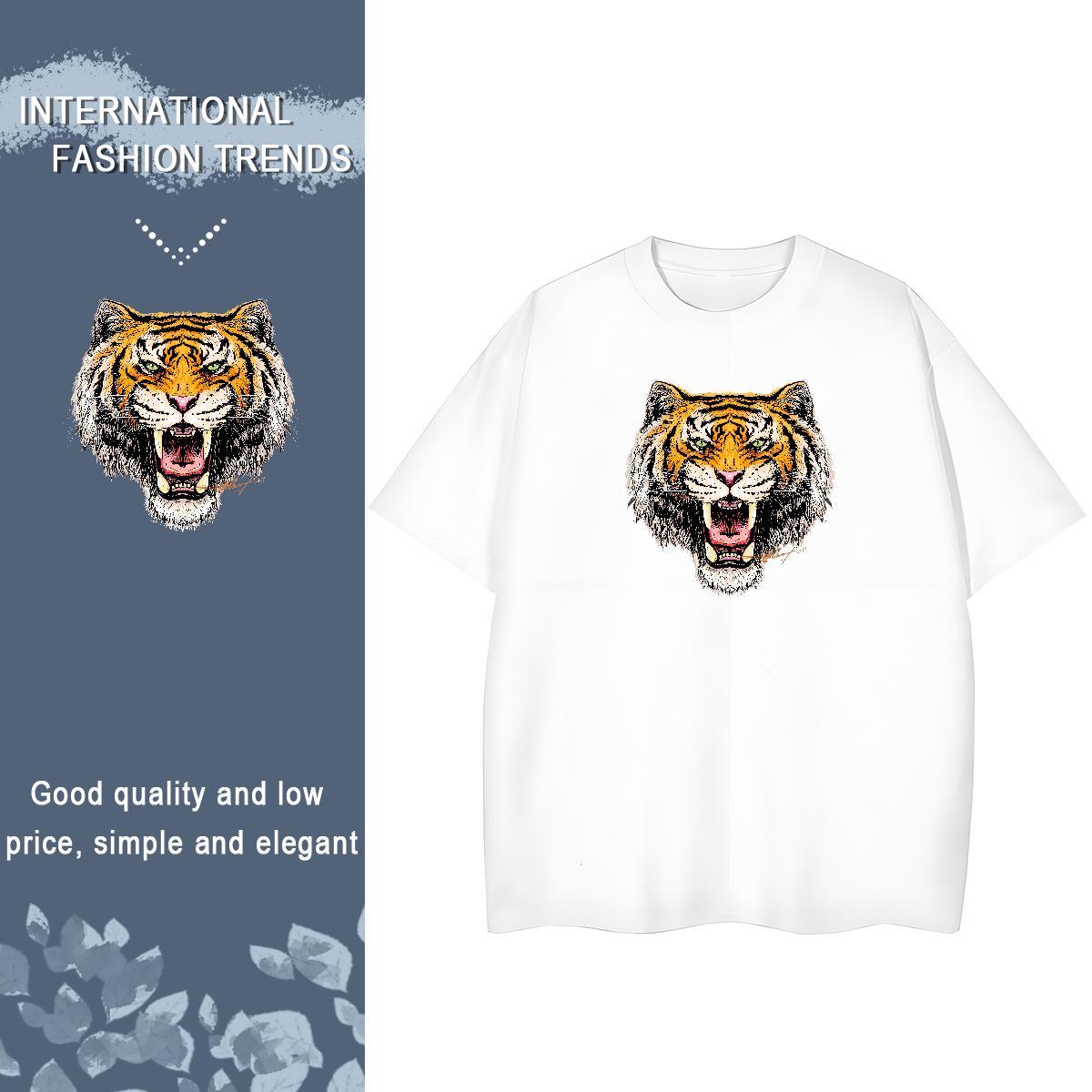 Classic Womens T Shirts 230g 100% Cotton Breathable Casual tiger Tshirt for Man Woman Free Shipping Anime Tee Shirt