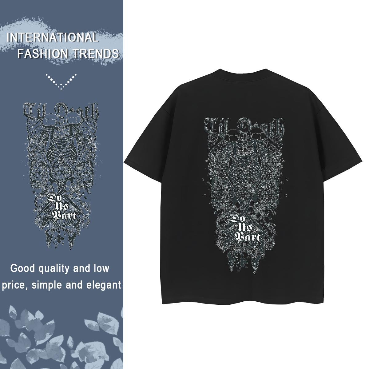 Classic T Shirt For Woman 230g Pure Cotton Breathable Crew Neck Street Wear skull Tshirt for Man Woman Lady Oversized Tops Shirt